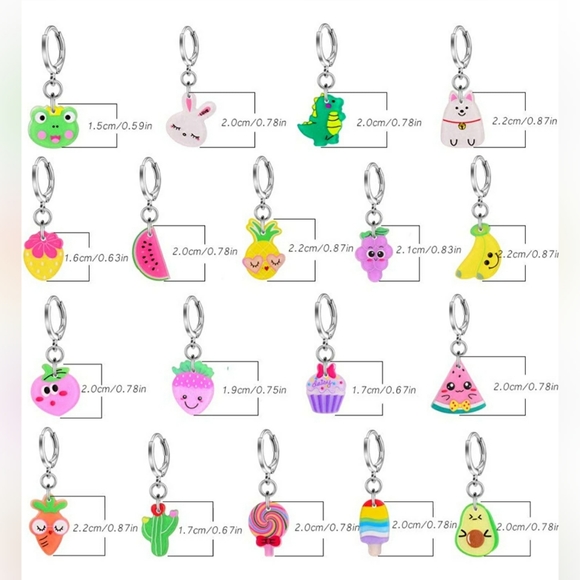 Hypoallergenic Acrylic Dangle Hoop Earrings - Picture 2 of 2